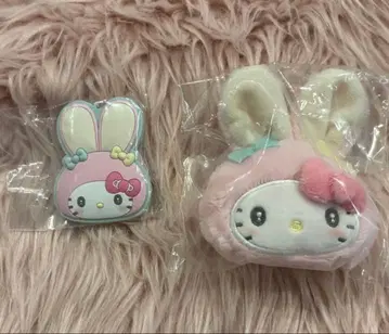 산리오 키티 통통한 귀의 토끼 모임 미니 파우치 러버 거울