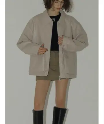 AMAIL 비건 레더 자켓 오버 사이즈 베이지