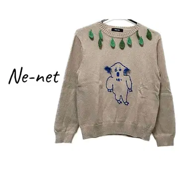 Ne-net (네넷) 자수 x 리프 긴팔 니트 상의