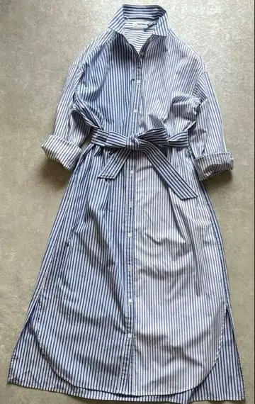 미란카 MyLanka 블루 스트라이프 셔츠 원피스 세탁 가능