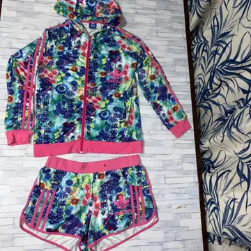 adidas 꽃무늬 셋업 후드 부착