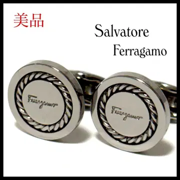 새상품급 살바토레 페라가모 커프 링크스 커프스 실버