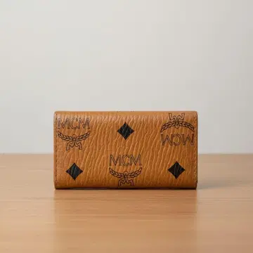 MCM 브라운 가죽 키케이스 4연