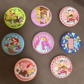 디즈니 캐릭터 자수 캔뱃지 8개 세트 식품 완구