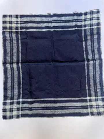 1920-30's 프랑스 인디고 린넨 천 스카프 손수건