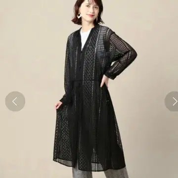 시착만 한 상품 20350엔 스트라이프 레이스 롱 원피스 롱 가디건 블랙