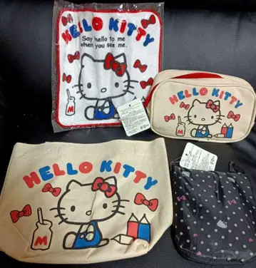 산리오 헬로키티 레트로 백 파우치 타월 손수건 기프트 세트