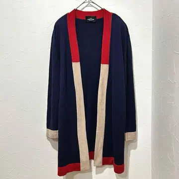 이탈리아제 CREE LUXUS(M) 롱 가디건 배색 네이비 구제 의류