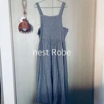 네스트로브 nest Robe 깅엄 체크 에이프런 원피스