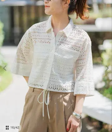 spick and span 레이스 숏 셔츠