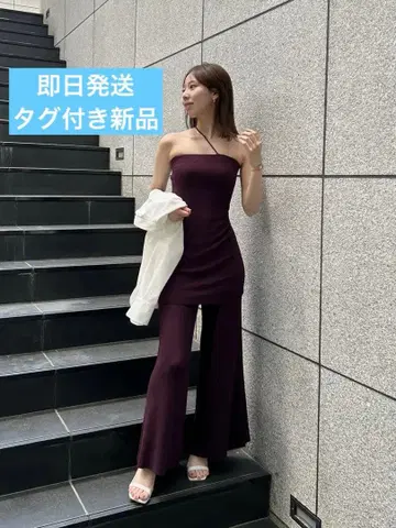 택 포함 새상품 anuans 내로우 니트 셋업 버건디 보르도