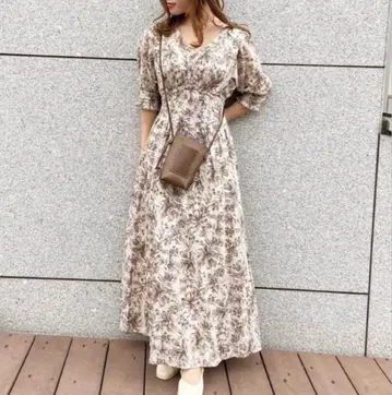 코코딜 코튼 플라워 프린트 코르셋 원피스