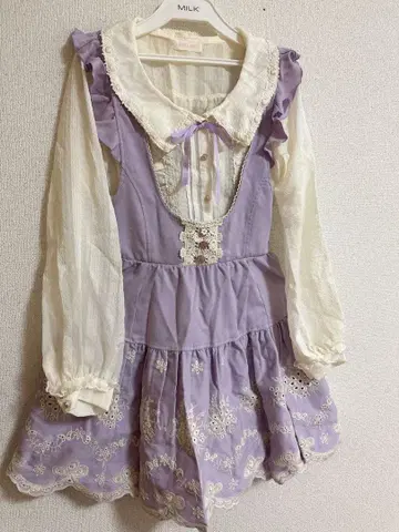 리즈리사 블라우스 라벤더 스커트 y2k 튤라라 헤이세이 레트로 히메 양산