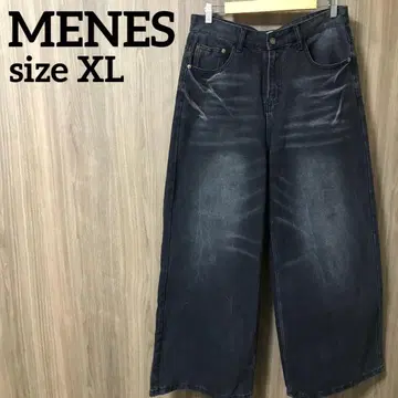 MENES 메네스 블랙 와이드 배기 데님 팬츠 초와이드 XL