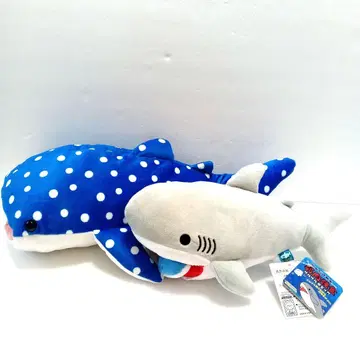 2세트 징베이 상어 4 봉제 인형 백상어 약육강식 부르르 기믹