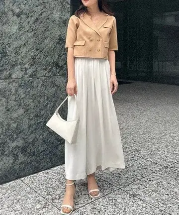 미사용 anuans 하프 슬리브 하이 게이지 니트 자켓 가디건