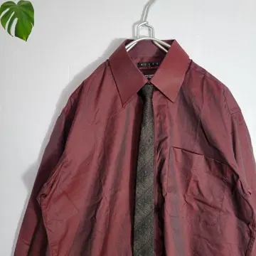 새상품급 드레스 셔츠 넥타이 광택감 보르도 와인 레드 M