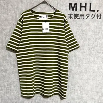 [ 미사용 택 포함 ] MHL. 반팔 보더 T셔츠 마가렛호웰 카키