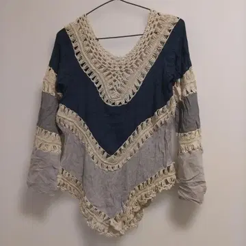 1점 한정 마크라메 짜임 칠부 소매 튜닉 해외 구제 의류