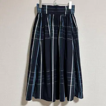 BEAMS BOY 빅 타탄 체크 스커트 네이비 계열