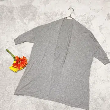 [ LE SOUK ] 반팔 롱 가디건 그레이 사이즈 38 면 혼방