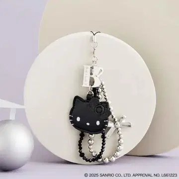 HELLO KITTY x BRILMY 거울 포함 비즈 스트랩 BLACK