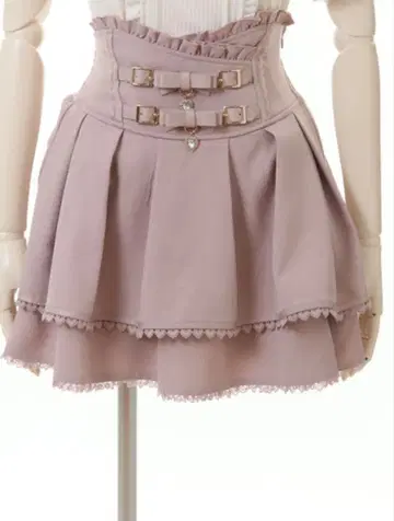 LIZLISA 2단 리본 벨트 치마바지 핑크