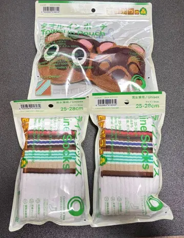 모여봐요 동물의 숲 타월 인 파우치 양말 2족 세트 훼미리마트