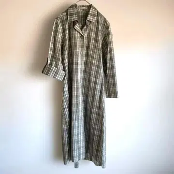 미사용 하모니카 셔츠 원피스 체크 무늬 루즈핏 A라인