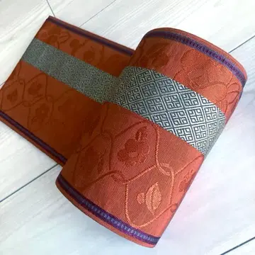 반폭 오비 동백과 매실 짜임 줄무늬 No.22-52