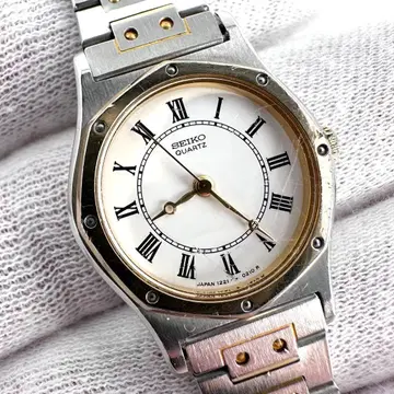 [ 새 배터리 ] SEIKO 콤비 쿼츠 팔각형 여성용 손목시계 작동품