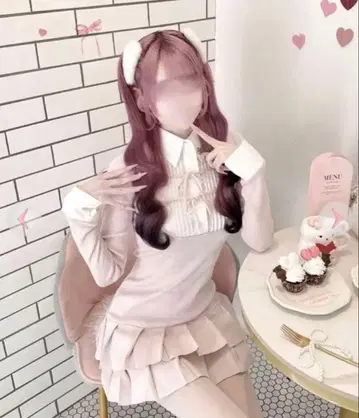 HONEY MEW (허니 뮤우) 더블 리본 블라우스 도킹 원피스 F