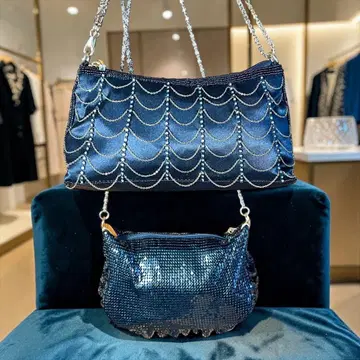 블랙 비즈 장식 파티 백 2세트