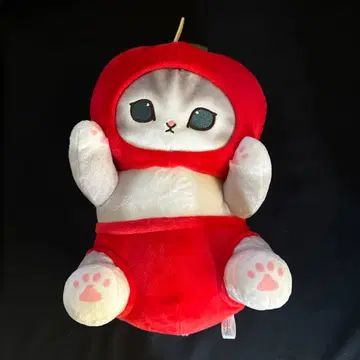 mofusand 빨간 사과 후드 고양이 봉제 인형