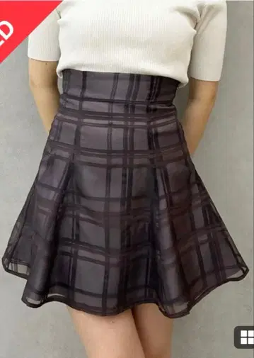 MERCURYDUO 시어 체크 백 레이스업 미니 치마바지 브라운