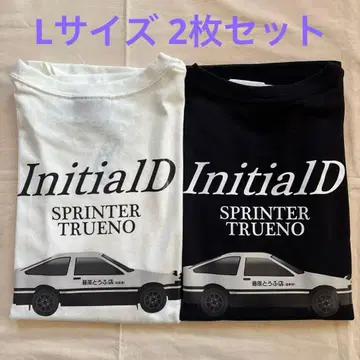 이니셜D 시마무라 콜라보 티셔츠 L 사이즈 2장 세트 화이트와 블랙