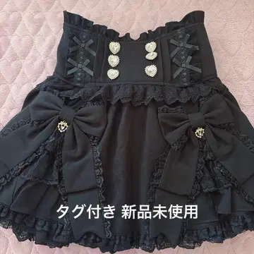 LIZLISA 프론트 리본 프릴 치마바지 블랙