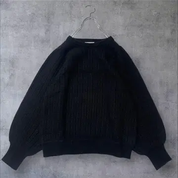 새상품급 쉽스 헤링본 퍼프 슬리브 니트 풀오버