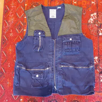 구제 의류 낚시용 조끼 네이비 x 올리브 M