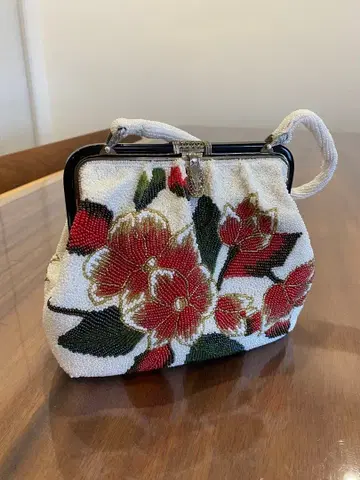 동백 비즈 총자수 일본 의류용 가마구치 백 빈티지 핸드백