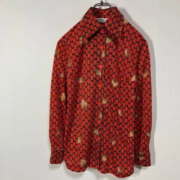 빈티지 리프 무늬 레트로 스퀘어컷 폴리 니트 긴팔 셔츠 구제 의류