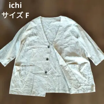 ICHI 이치 코튼 린넨 와이드 노카라 자켓 루즈핏