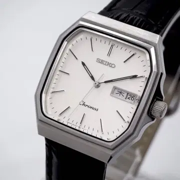 256 가동 SEIKO 남성용 시계 스퀘어 크로노스 데이데이트 레트로