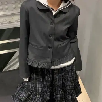 OHESHIO 라운드 프릴 재킷, 차콜