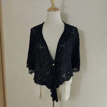 레이스 겹침 케이프 토퍼 네이비 M