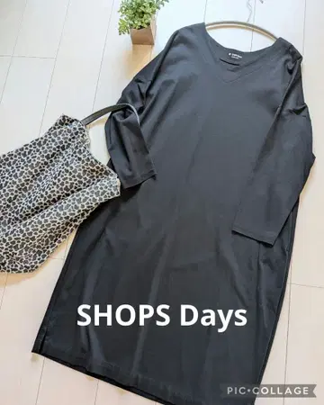 SHIPS Days 코튼 100 티셔츠 소재 원피스 블랙