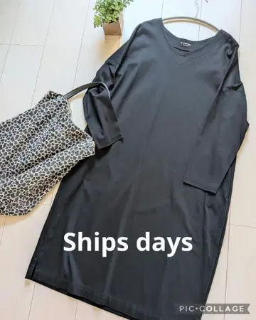 SHIPS Days 코튼 100 티셔츠 소재 원피스 블랙