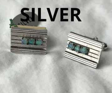 빈티지 오팔 실버 커프링크스 SILVER 스트라이프