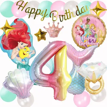 아리엘 인어공주 풍선 생일 벌룬 장식 세트