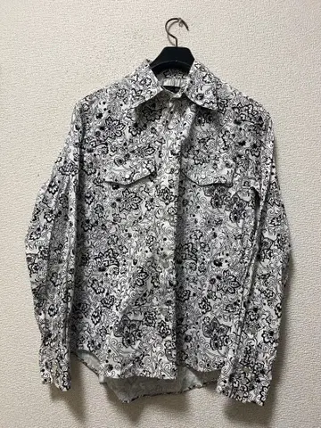 00s 마루이 슈리셀 페이즐리 웨스턴 셔츠 /2 블랙 x 화이트 y2k